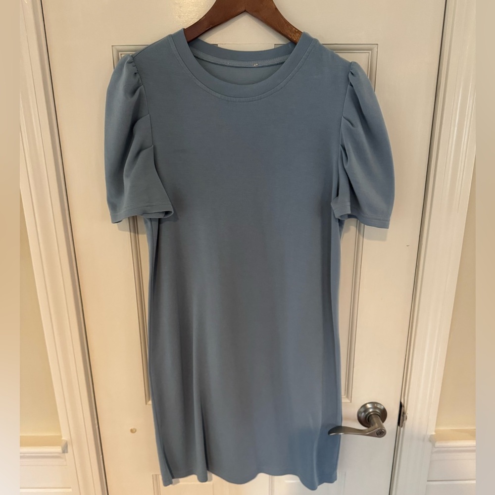 Dusty Blue Puff-Sleeve Dress (no tag)
